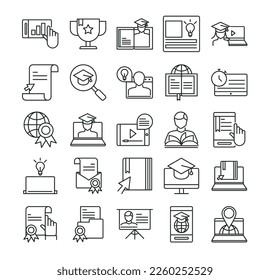 Online education icon set Free Vector