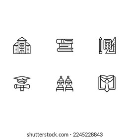 Online-Bildung Symbol Set, Internet-Studium. Vektorgrafik-e-Learning-Illustration einzeln auf weißem Hintergrund.