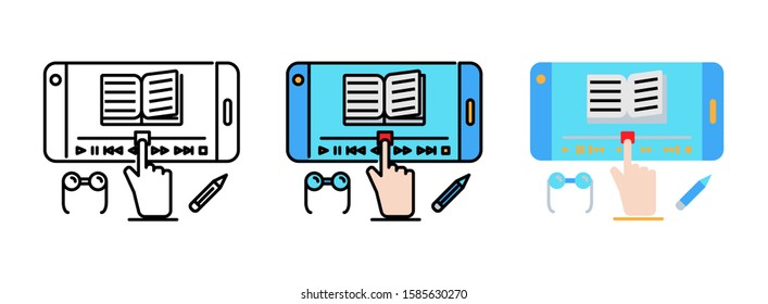 Online education icon set isolated on white background for web design or app, book,banner,technology, communication, etc. E-learning concept,