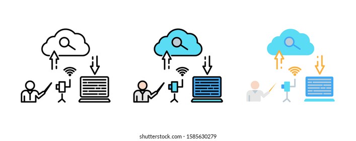 Online education icon set isolated on white background for web design or app, book,banner,technology, communication, etc. E-learning concept,
