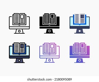 Online Education icon set with line, outline, flat, filled, glyph, color, gradient. Editable stroke and pixel perfect. Can be used for digital product, presentation, print design and more.