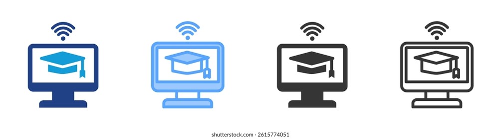 Online Education icon set multiple style collection