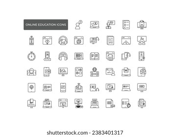 Online Education icon set. Outline icon collection. Editable stroke. Vector illustration