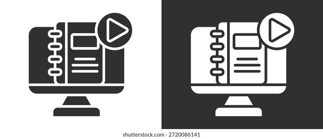 Online Education Icon Set Vector Collection Isolated In Black And White