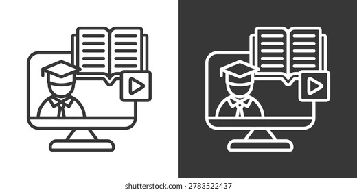 Online Education Icon Set Vector Collection Isolated In Black And White
