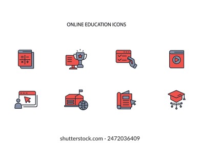 Online education icon set.vector.Editable stroke.linear style sign for use web design,logo.Symbol illustration.
