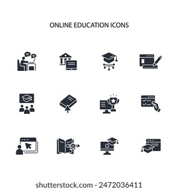 Online education icon set.vector.Editable stroke.linear style sign for use web design,logo.Symbol illustration.