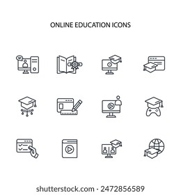 Online education icon set.vector.Editable stroke.linear style sign for use web design,logo.Symbol illustration.