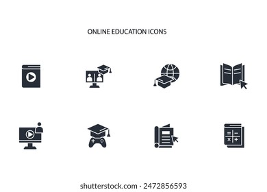 Online education icon set.vector.Editable stroke.linear style sign for use web design,logo.Symbol illustration.