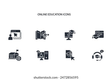 Online education icon set.vector.Editable stroke.linear style sign for use web design,logo.Symbol illustration.