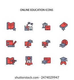Online education icon set.vector.Editable stroke.linear style sign for use web design,logo.Symbol illustration.