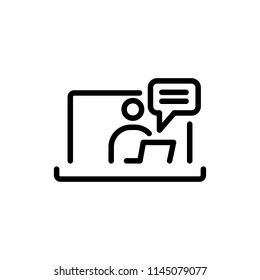 Online education icon simple flat style outline illustration.