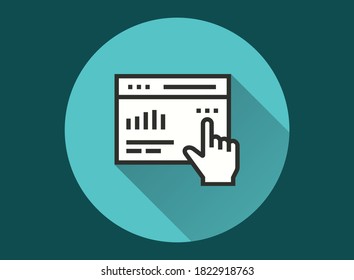 Online education icon. Simple illustration with long shadow isolated for graphic and web design.