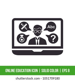 Online Education Icon. Solid Color. EPS 8