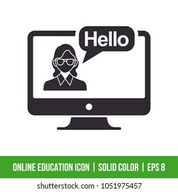 Online Education Icon. Solid Color. EPS 8