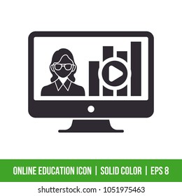Online Education Icon. Solid Color. EPS 8