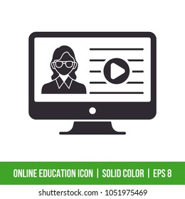 Online Education Icon. Solid Color. EPS 8