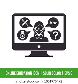 Online Education Icon. Solid Color. EPS 8
