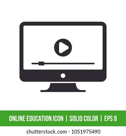 Online Education Icon. Solid Color. EPS 8