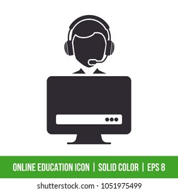Online Education Icon. Solid Color. EPS 8