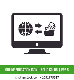 Online Education Icon. Solid Color. EPS 8
