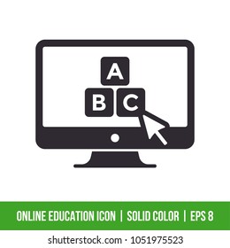 Online Education Icon. Solid Color. EPS 8