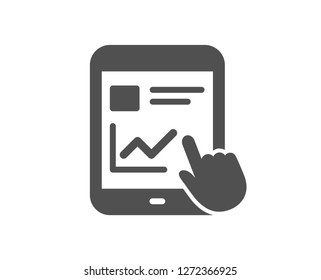 Online Education icon. Tablet PC sign. Web presentation with Charts symbol. Quality design element. Classic style icon. Vector