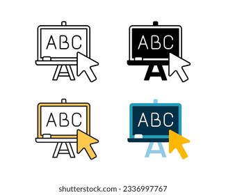 online education icon vector design in 4 style line, glyph, duotone, and flat