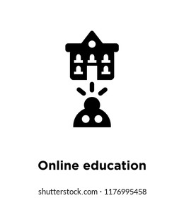 Online education icon vector isolated on white background, logo concept of Online education sign on transparent background, filled black symbol