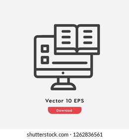 Online education icon vector. Online education symbol. Linear style sign for mobile concept and web design. Online education symbol illustration. Pixel vector graphics - Vector.
