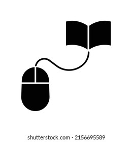 Online education icon vector. Virtual learning, Mouse, book. Solid icon style, glyph. Simple design illustration editable