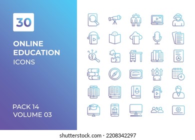 Online Education icons collection. Set vector line with elements for mobile concepts and web apps. Collection modern icons.