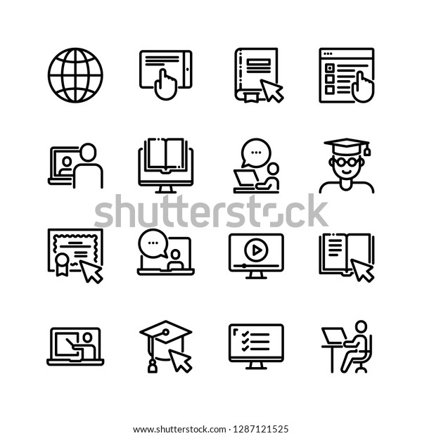 Online Education Icons Set Stock Vector (Royalty Free) 1287121525 ...