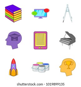 Online education icons set. Cartoon set of 9 online education vector icons for web isolated on white background