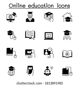 Online education icons set vector illustration graphic design