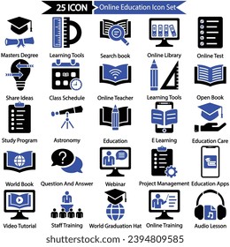 Online Education Icons Set, Vector graphics