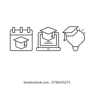 Conjunto de iconos de educación en línea Ilustración de línea de Vector