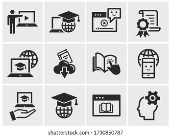 Online education icons. Set of education, webinar, distance, student, training and more. Vector illustration isolated for graphic and web design