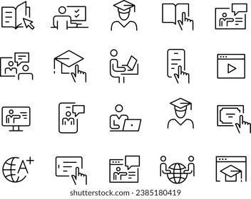 Diseño vectorial de iconos de educación en línea