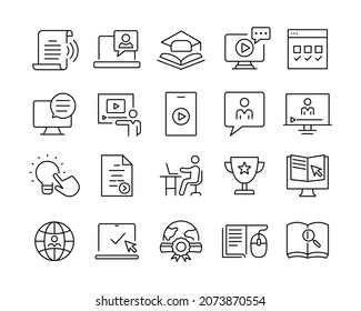 Online Education Icons - Vector Line Icons. Editable Stroke. Vector Graphic