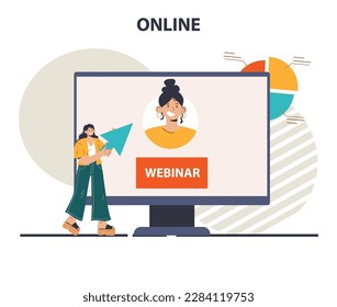 Online education. Idea of study remotely using internet, online services, application or website. Idea of e-learning and gaining knowledge remotely. Flat vector illustration