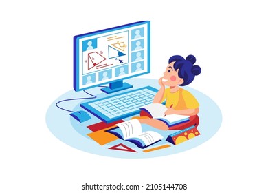 Online education Illustration concept. Flat illustration isolated on white background.