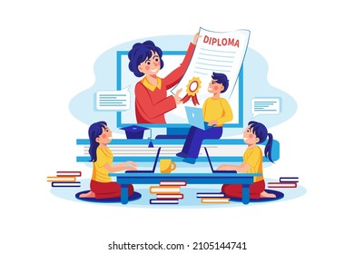 Online education Illustration concept. Flat illustration isolated on white background.