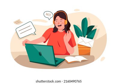 Konzept der Online-Bildungs-Illustration. Flache Illustration einzeln auf weißem Hintergrund