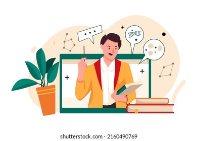 Concepto de Ilustración de Educación en Línea. Ilustración plana aislada en fondo blanco