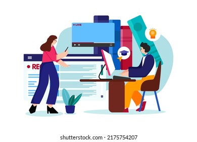 Online Education Illustration concept. Flat illustration isolated on white background