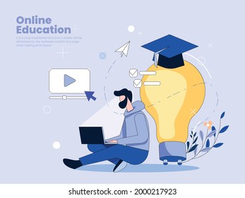 Online education illustration concept vector