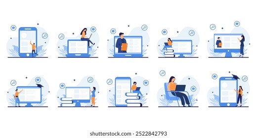 Online Education Illustration, homeschool, teacher teaching students on computer laptop, Transparent Background