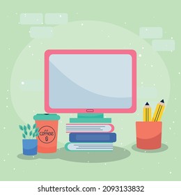 online education illustration with items