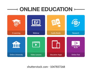 Online Education Infographic Icon Set